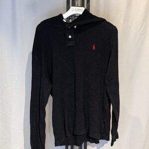 Ralph‎ Lauren Black Waffle-Knit Hoodie